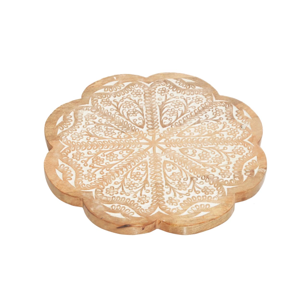 Brown Wood Farmhouse Lazy Susan Cake Stand, 2" x 15" x 15"